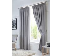 Fusion 'Dijon' Thermal & Blackout Fully Lined Pencil Pleat Curtains in Silver | Size: 168 cm width x 137 cm drop Fusion Silver 168 cm width x 137 cm drop