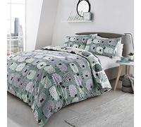 Curtina Duvet Cover and Pillowcase Set Fusion Dotty Sheep Duck Egg Green