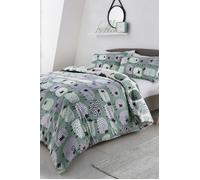 Fusion 'Dotty Sheep' Fun Reversible Duvet Cover Set in Duck Egg Blue | Size: Double Fusion Duck Egg Blue Double