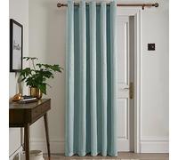 'Strata' Dim out woven Eyelet Single Panel Door Curtain Fusion Duck Egg Blue 168cm width x 214cm drop