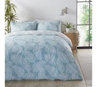 Fusion - Duck Egg Blue Leaf Duvet Cover - King Bedding Size (230 x 220cm) - Reversible Design (Duck Egg & White Colours) - Duck Egg Leaf Duvet Cover - Leaves Print Bedding - Matteo Collection