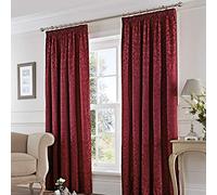 LIKE-NEW Fusion - Eastbourne - Ready Made Pair of Pencil Pleat Curtains - 66" Width x 54" Drop (168 x 137cm), Burgundy
