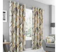 Fusion Ensley 100% Cotton Botanical Print Pair Of Eyelet Curtains