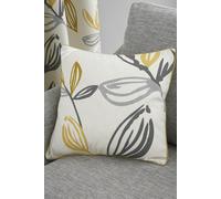 Fusion 'Ensley' Minimalist Leaf Print Filled Cushion 100% Cotton in Mustard | Size: 43 cm x 43 cm Fusion Mustard 43 cm x 43 cm