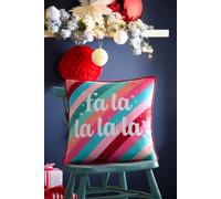 Fusion 'Fa La La' -Festive Velvet Filled Cushion | Size: 43 cm x 43 cm Fusion Multicolor 43 cm x 43 cm