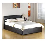 fusion faux leather storage double bed in black