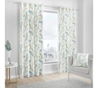 Fusion Fernworthy 100% Cotton Botanical Print Pair Of Eyelet Curtains
