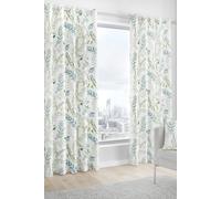 Fusion 'Fernworthy' 100% Cotton Botanical Print Pair of Eyelet Curtains in Green | Size: 168 cm width x 137 cm drop Fusion Green 168 cm width x 137 cm drop