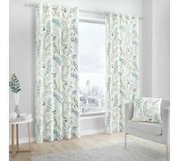 (66 x 72 Inch) Fusion Fernworthy Leaf Print 100% Cotton Eyelet Lined Curtains