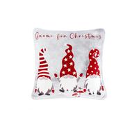 Fusion - Christmas Gonks Cushion (43 x 43cm) - Filling Included - Reversible (2 Designs) - Red Christmas Cushion with Cover Included/Cushion Insert - Christmas Decorations - Polka Dot & Gnomes Cushion