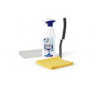 Fusion Finds 4-Piece Bathroom Cleaning Kit including Viakal Limescale Remover Spray - Heavy Duty Descaler Bundle with Non-Scratch Scourer, Microfibre Cloth & Brush - Ideal for Taps, Grout & Tiles