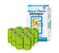 Fusion Finds Pet Hygiene Bundle - 120 Compostable Dog Poo Bags (8 Rolls) & 100 Petkin Big n’ Thick Wipes - Eco-Friendly Poop Bags & Grooming Wipes for Dogs, Cats, Puppies & Kittens