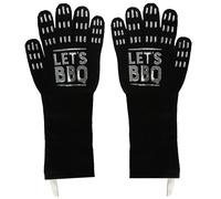 Fusion Food BBQ Gloves - Fire Resistant Multipurpose Oven Gloves with Fingers, Heat Resistant Up to 1472°F / 800°C, Long Wrist Non-Slip Silicone Grip Kitchen Mitts for Grilling, Baking & Cooking