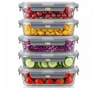 Fusion Food Care Glass Containers with Lids - 5 Pack Glass Food Storage Set