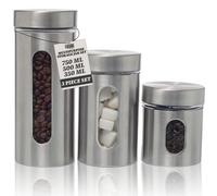 Fusion Food Care Stainless Steel Kitchen Canisters Set Of 3 Airtight Storage Jars With Clear Window 350 500 750 Ml Stainless Steel Glass Containers