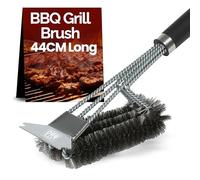 Fusion Food Wire Brush With Ergonomic Handle Stainless Steel Helix & Scrapper Barbecue Wire Brushes Grill Grate Cleaner BBQ Cleaning Tool Easily Cleans Metal Grilling Without Damage (Grilling Brush)