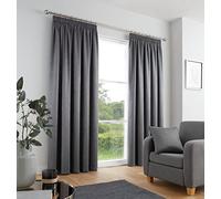 Fusion - Galaxy - Pair of Dim-out Pencil Pleat Curtains - 90" Width x 72" Drop (229 x 183cm) in Charcoal