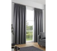Fusion 'Galaxy' Pair of Light Reducing Thermal Effect Pencil Pleat Curtains in Charcoal | Size: 229 cm width x 183 cm drop Fusion Charcoal 229 cm width x 183 cm drop