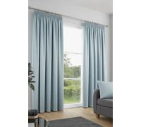 Fusion 'Galaxy' Pair of Light Reducing Thermal Effect Pencil Pleat Curtains in Duck Egg Blue | Size: 117 cm width x 183 cm drop Fusion Duck Egg Blue 117 cm width x 183 cm drop