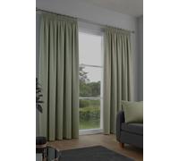 Fusion 'Galaxy' Pair of Light Reducing Thermal Effect Pencil Pleat Curtains in Green | Size: 229 cm width x 183 cm drop Fusion Green 229 cm width x 183 cm drop