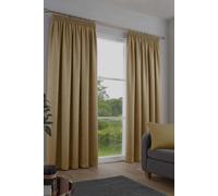 Fusion 'Galaxy' Pair of Light Reducing Thermal Effect Pencil Pleat Curtains in Mustard | Size: 117 cm width x 137 cm drop Fusion Mustard 117 cm width x 137 cm drop