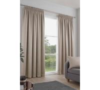 Fusion 'Galaxy' Pair of Light Reducing Thermal Effect Pencil Pleat Curtains in Natural | Size: 168 cm width x 183 cm drop Fusion Natural 168 cm width x 183 cm drop