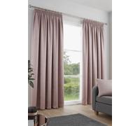 Fusion - Blush Pink Curtains W46 x L54 (117 x 137cm) - 100% Cotton - 2x Panels - Pencil Pleat Curtains in Blush - Soundproof Curtains & Thermal Curtains for Bedroom - Pink Pleated Curtains & Drapes