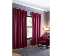 Fusion - Wine Red Curtains W46 x L54 (117 x 137cm) - 100% Cotton - 2x Panels - Pencil Pleat Curtains in Red Wine - Soundproof Curtain & Thermal Curtains for Bedroom - Claret Pleated Curtains & Drapes