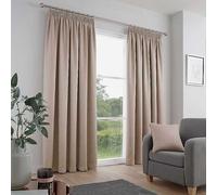 Fusion Galaxy Thermal Dim Out Pencil Pleat Curtains Natural