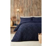 Fusion 'Geo Fleece' Fleece & Sherpa Duvet Cover Set in Navy | Size: Single Fusion Navy Single