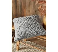 Fusion 'Geo Fleece' Fleece & Sherpa Filled Cushion in Grey | Size: 43 cm x 43 cm Fusion Grey 43 cm x 43 cm
