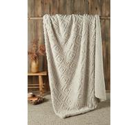 Fusion 'Geo Fleece' Fleece & Sherpa Throw in Natural | Size: 43 cm x 43 cm Fusion Natural 43 cm x 43 cm