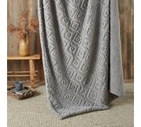 Fusion Geo Fleece Grey Super Soft Fleece & Sherpa Throw