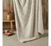 Fusion Geo Fleece Natural Super Soft Fleece & Sherpa Throw