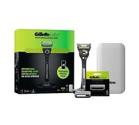 Fusion Gillette Labs Men's Razor + 8 Razor Blade Refills with Exfoliating Bar, Includes Premium Magnetic Stand & Travel Case