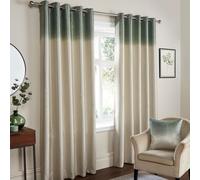 Fusion - Green Ombre Curtains W90 x L90 (229 x 229cm) - 2x Panels - Two Tone Gradient Eyelet Drapes - Luxury Shimmer for Bedroom/Living Room