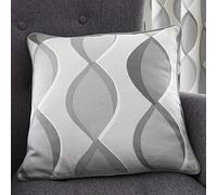 Fusion Grey Geometric Cushion 43 x 43cm, 100% Cotton Filled Scatter Cushion, Ogee Pattern Design, Soft Decorative Throw Pillow for Sofa, Bed & Living Room