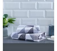 Fusion - Grey Monochrome Bath Towel (70 x 130cm) - 100% Cotton - Soft Touch - Geometric Triangle Shape - Bath Towel Large, Bathroom Accessory - Hendra Collection