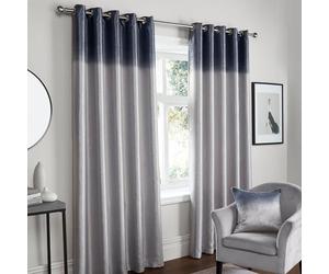 Fusion - Grey Ombre Curtains W46 x L54 (117 x 137cm) - 2 Panels - Natural Two Tone Gradient Eyelet Drapes - Luxury Shimmer Curtains for Bedroom/Living Room
