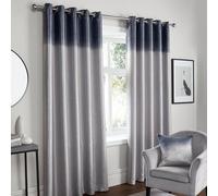 Fusion - Grey Ombre Curtains W66 x L54 (168 x 137cm) - 2x Panels - Grey & Natural Two Tone Curtains - Grey Gradient Eyelet Curtains - Luxury Shimmer Curtains & Drapes for Bedroom/Living Room