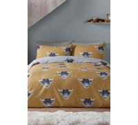'Highland Cow' Brushed Duvet Cover Set Fusion Yellow Super King