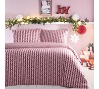 Fusion Holly Gingham Red Duvet Cover Set Super King - Stripe Maximalist Bedding - Soft Touch 52% Polyester& 48% Cotton - Includes 1 Duvet Cover (260 x 220cm) & 2 Pillowcases - Red Stripe Bedroom Set