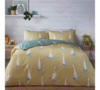 Fusion Honk Honk Ducks Duvet Cover Set King 230 x 220cm - Grey Polycotton Easy Care Bedding, Reversible Duck Print Design