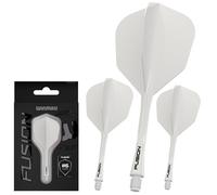 WINMAU Darts Fusion Integrated Flight & Shaft System - No.6 Shape & Design - White Colour, Short Length