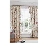 Fusion Curtains Jeannie Pencil Pleat 100% Cotton Light Filtering Pair Red 117 x 137 cm