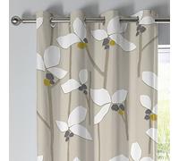 Fusion - Kalmar - 100% Cotton Pair of Eyelet Curtains - 46" Width x 72" Drop (117 x 183cm) in Natural