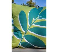 Fusion - Green Leaf Outdoor Cushion (43 x 43cm) - 100% Cotton - Filling Included - Reversible Design - UV Resistant - Lime Green Floral Cushion - Garden Cushions with Covers Included/Cushion Inserts