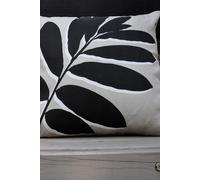 Fusion - Black & Natural Leaf Outdoor Cushion (43 x 43cm) - 100% Cotton - Filling Included - Reversible Design - UV Resistant - Natural Garden Cushions with Covers Included/Cushion Inserts
