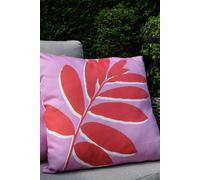Fusion - Red & Pink Leaf Outdoor Cushion (43 x 43cm) - 100% Cotton - Filling Included - Reversible Design - UV Resistant - Natural Garden Cushions with Covers Included/Cushion Inserts