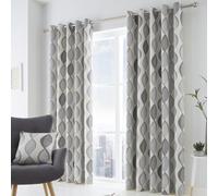 Fusion Lennox Modern Geo Print Grey Eyelet Curtains